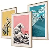Hokusai Poster Set Japanische Wanddeko Japan Kunst Bilder Schlafzimmer Deko...