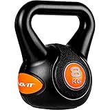 MOVIT Kettlebell STYLISH BLACK, Kugelhantel mit bodenschonender...