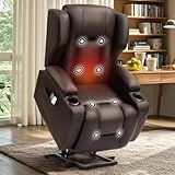 Power Lift Relaxsessel, PU-Leder mit Wärme und Massage, elektrischer...
