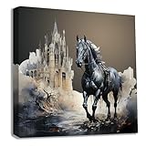 Leinwandbild Gothic Horse Kunstdruck auf Leinwand und Keilrahmen gespannt...