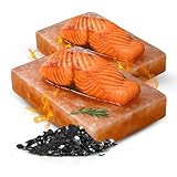 Salzstein Grill 2er Set - BBQ Grillstein aus Gebirgssalz für intensiven...