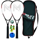 Merkan Speed-Badminton Set, 2 handliche Aluminiumschläger, Länge 58,9 cm,...
