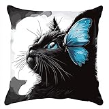 WallustrioaW Kissen Knüpfen Kit Tiere,schwarze Katze und...