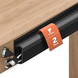 shinfly Kabelkanal Schreibtisch, 2 x 40cm Kabelkanal Schwarz Selbstklebend,...