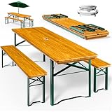 Casaria® Bierzeltgarnitur 170cm Klappbar Stabil 3 Teilig 2X Bierbank 1x...