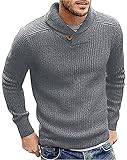 Runcati Herren Pullover Schalkragen Strickpullover Leichte Feinstrick...