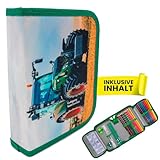 itenga Schüler-Etui 28 teilig gefüllt 1-Zipper Federmäppchen für Jungen...