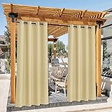 NICETOWN 2 Paneele Outdoor-Vorhänge für Terrasse, wasserdicht, rostfreie...