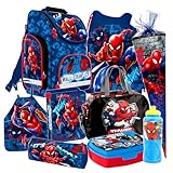 SPIDERMAN Marvel 9 Teile Set Schulranzen Ranzen Malschürze Schulrucksack...