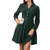 Alaster Queen Damen Herbstkleid Herbst Winter Kleid Langarm Volant...