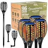 HOMEPROTEK Solar Fackeln für draußen - 4er-Set, XXL groß, 96 LED-Lampen...