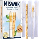 ORINKO 5 Siwak Sticks + 5 Schutzetuis – Miswak Natürliche Zahnbürste...