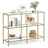 VASAGLE Konsolentisch, Regal, 3 Ablagen aus Hartglas, Flurtisch, 30 x 100 x...