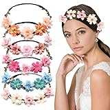 VEGCOO 5 Stück Hochzeit Rose Blume Krone Stirnband, Simulationsblume Braut...