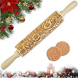 Fonyiunce Weihnachten Nudelholz mit muster Nudelholz aus Holz Nudelholz mit...