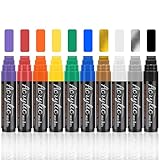10 Farben 15mm Acrylstifte Breit, 3-in-1 Jumbo Acrylfarben Graffiti Stifte...