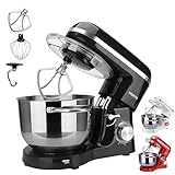 Arebos Küchenmaschine 1500W mit 6L Edelstahl-Rührschüssel | Schwarz |...