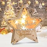 Aragallant LED Dekoleuchte Stern aus Holz, Weihnachtsstern Beleuchtung,...