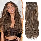 BARSDAR Clip in Haarverlängerungen Highlight, 50cm 5PCs Wellige Clip in...