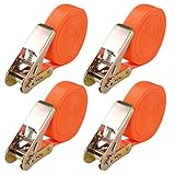 4 Stück Spanngurte mit Ratsche, Orange Zurrgurt 6mx25mm mit 1000kg...