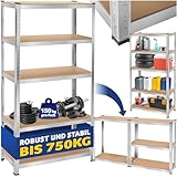 tectake® Schwerlastregal 180 x 90 x 40 cm, Werkstattregal, 150 kg pro...