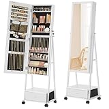 SONGMICS Schmuckschrank, Ganzkörperspiegel, Spiegelschrank,...