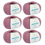 Merino Wolle - 6 Knäuel Merinowolle altrosa (Fb 9550) - rosa Merino Wolle...