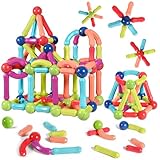 AOUVT 64 Pcs Magnetische Bausteine Spielzeug, 3D Konstruktions Spielzeug,...