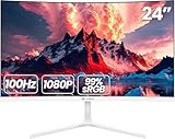 CRUA 24 Zoll White Curved Monitor,Homeoffice Bildschirm FHD (1920×1080p)...