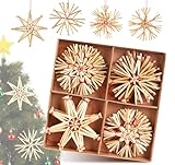Anstore Strohsterne Weihnachtsbaum 8cm Strohanhänger Weihnachten, 16...