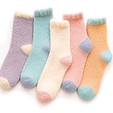 AHEJIOO 5 Paar Kuschelsocken Damen - Flauschige Socken aus Korallenfleece,...