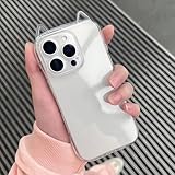 ZSUFCBF Süße 3D-Katzenohren, transparente TPU-Hülle für iPhone 16 Pro...
