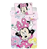 Minnie Maus Kinder Bettwäsche Set Schmetterling Butterfly rosa 100x135 cm,...