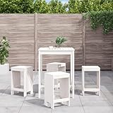 AJJHUUKI 5-teiliges Garten-Bar-Set, weiß, Massivholz, Kiefernmöbel,...