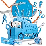 Hi-Spec 17-tlg. Kinder Werkzeugset: LKW Box in Blau, Kinderschürze,...