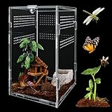 MINISOISO Reptilien Terrarium Box, 12x12x20cm 360° Mini Transparente Acryl...