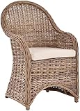 Korb-Outlet Moderner Esszimmer-Sessel/Korbsessel aus Grauem Natur-Rattan...