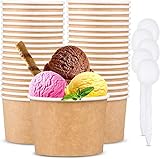 LATERN 50 Stück Eisbecher aus Papier mit 50 Stück Löffel, 12oz /360ml...