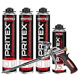 PRITEX – Bauschaum Set 3 x 750 ml Pistolenschaum inkl. Pistolenreiniger...