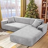 NAKIHOUSE Dicke Samt Sofa Überwürfe Sofabezug mit einem Kissenbezug,...