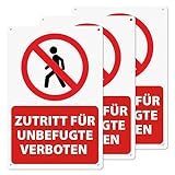 YIKIADA Zutritt für Unbefugte Verboten Kunststoff Schild 30 x 20 cm...