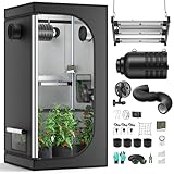 Yigowyigo Growzelt Komplettset FSS1500, 150W LED Dimmbar Grow Lampe...