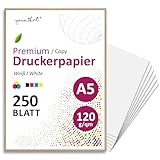 younikat DIN A5 Kopierpapier I 120 g/m² I 250 Blatt in weiß I Papier...