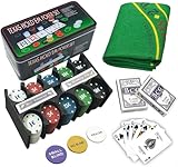 ISO TRADE Texas Holdem Poker Set 200 Chips Black Jack Kartenspiel...