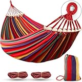 MOSFiATA Hängematte Outdoor Camping Hängematte mit gebogener Holzstange,...