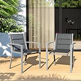 TRIUMPHKEY Gartenstühle Stapelbar, 2er Set Aluminium Gartenstuhl mit...