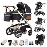 Zkiprm Kinderwagen 3 in 1, Reisesystem mit Autositz, Buggy mit...