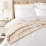 Amazon Basics Kunstfell-Überwurf Kuscheldecke, Nicht beheizt, Elfenbein,...