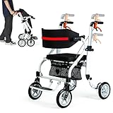 WEYRAL Rollator Rollstuhl 2-in-1 Gehhilfe für Senioren mit Sitz,...