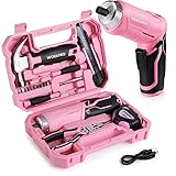 WORKPRO Werkzeugset Rosa pink 18 tlg. mit USB C Akkuschrauber klein, pinker...